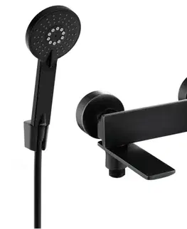 Kúpeľňové batérie MEXEN/S - Zero SET vaňová batéria s príslušenstvom R40, čierna 7113R40-70