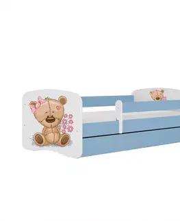 Postele pre dievčatá Detská Posteľ. Babydreams+Sz+M Modrá 80x160 Medveď s kvetmi