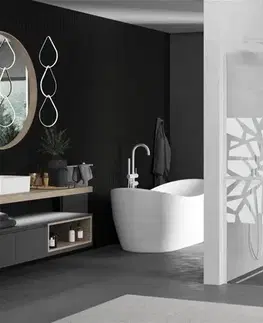 Sprchové dvere MEXEN/S - Kioto+ Sprchová zástena WALK-IN s poličkou a držiakom uterákov 100 x 200, biely vzor, biela 800-100-121-20-85