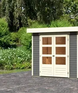 Zahradné domčeky Drevený záhradný domček ASKOLA 3,5 s prístavkom 240 Lanitplast
