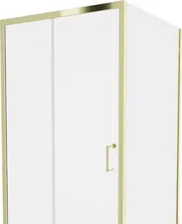Vane MEXEN/S - Apia Sprchovací kút 90x90, transparent, zlato + vanička so sifónom 840-090-090-50-00-4010G