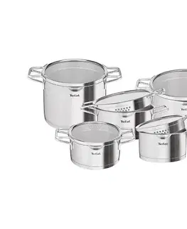 Panvice a hrnce Tefal – 10-dielna sada hrncov NORDICA, nerezová H852SA56