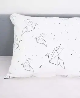 Dekoračné obliečky MKLozkoviny.sk Bavlnená obliečka na vankúš Renforcé 70 × 90 cm - Birds origami-  -