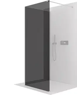Sprchovacie kúty CERANO - Sprchová zástěna Walk-in Onyx Corner Cube L/P - 8 mm - hranatá vzpěra - chrom, grafitové sklo - 100x90x200  CER-8050BD712885
