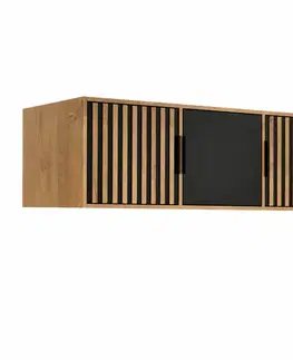 Šatníkové skrine Nadstavba na skrinu INDI LUX  3D, wotan/čierne lamely