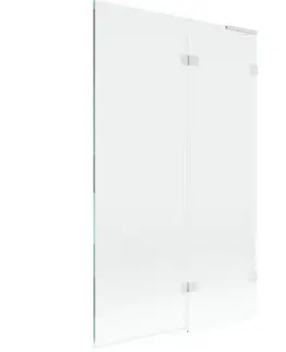 Sprchové dvere MEXEN/S - Lunar L vaňová zástena 2-krídlová pravá 110 x 150, transparent, biela 897L-110-100-20-00-P