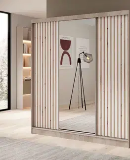Šatníkové skrine ArtAdrk Šatníková skriňa IDA | dub sonoma / biela 200 cm