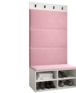 Spálňové šatníkové skrine Predsieňový nábytok Miro biela/čierna panel ružový