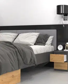 Nočné stolíky MELWIN M2 nočný stolík, antracit/ dub artisan