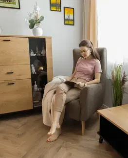 Kreslá KONDELA Samy kreslo (ušiak) hnedá / buk