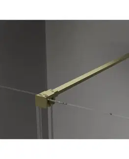 Sprchové dvere MEXEN/S - Velar Sprchová zástena posuvná Walk-in 140 x 200, grafit 8 mm, zlato kartáčovaná 871-140-000-43-55