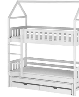 Poschodové postele Posteľ Domček Iga 90x200 biela