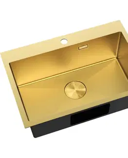 Kuchynské drezy MEXEN MEXEN - Solix oceľový drez 1-bowl 650 x 450 mm, zlatá HC 6403651000-55HC