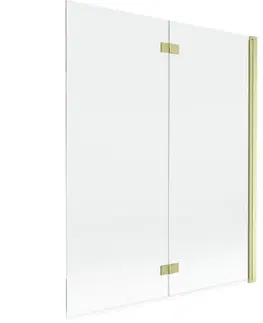 Sprchové dvere MEXEN - MIST vaňová zástena 140x150 cm 6mm 2-s, zlatá kartáčovaná, číra, pravá 8A9-140-002-55-00-P