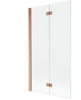 Sprchové dvere MEXEN - MIST vaňová zástena 100x150 cm 6mm 2-s, meď kartáčovaná, číra, ľavá 8A9-100-002-65-00-L
