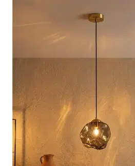 Svietidlá  Závesný luster na lanku CRISTAL 1xE14/15W/230V mosadz/dymovo čierna LM-1.302/PATYNA/SMOKY