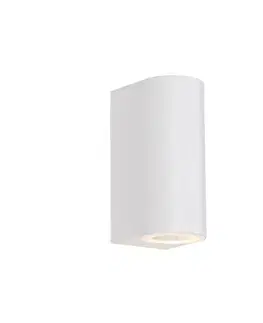 Vonkajšie nástenné svietidlá Moderná vonkajšia nástenná lampa biela plastová oválna 2-svetlá - Baleno
