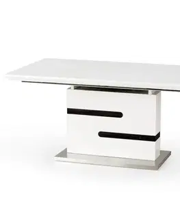 Stoly v podkrovnom štýle Rozkladací stôl Monaco 160/220x90cm Mdf/Oceľ – Biely/Popolavý