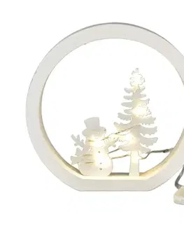 Vianočné dekorácie Vianočná LED dekorácia Snehuliak, pr. 15 cm, teplá biela