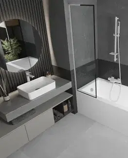 Sprchové dvere MEXEN/S - Next L vaňová zástena FIX 50 x 150, čierna vzor, biela 895-050-000-03-70-20