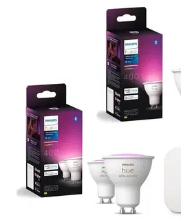 Žiarovky Sada 3x LED RGBW stmievateľné žiarovky Philips Hue WACA GU10/4,2W/230V+ Hue bridge P6175+P6176+P1408