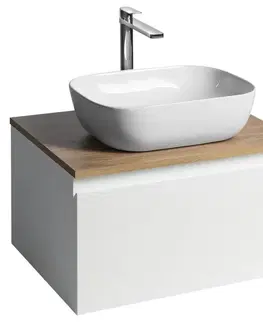 Kúpeľňový nábytok AQUALINE - ALTAIR skrinka s doskou 62,5 cm, biela/dub emporio AI267-02
