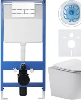 Záchody CERANO - Kompletný WC set Profi/Cesso - biela lesklá - WC tlačidlo Line/Biela - predstenová inštalácia - 49x36 CER-8050BD84239