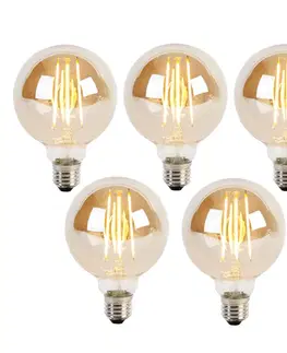 LED osvetlenie Sada 5 stmievateľných LED žiaroviek E27 s 3-stupňovým stmievaním G95 zlaté sklo 5W 380lm 2200K