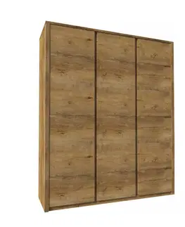 Šatníkové skrine KONDELA Montana S3D 3D šatníková skriňa dub lefkas tmavý