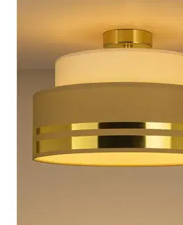 Svietidlá HEXE Stropné svietidlo TAMI 1xE27/60W/230V pr. 40 cm béžová/hnedá/zlatá H0834