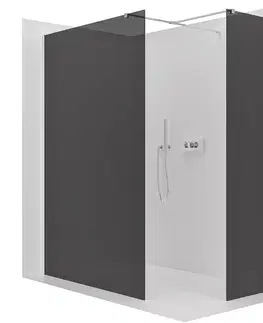 Sprchovacie kúty CERANO - Sprchová zástěna Walk-in Onyx T L/P - 8 mm - hranatá vzpěra - chrom, grafitové sklo - 90x60x200  CER-8050BD2490