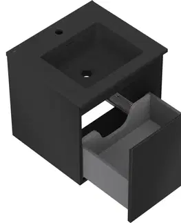 Kúpeľňový nábytok MEXEN/S - Orio kúpeľňová skrinka 50 cm s umývadlom Otis, 1 šuplík, čierna mat 91A10-05047-1-BF71-W18M71