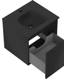 Kúpeľňový nábytok MEXEN/S - Orio kúpeľňová skrinka 50 cm s umývadlom Vela, 1 šuplík, čierna mat 91A10-05047-1-BF71-W23M71