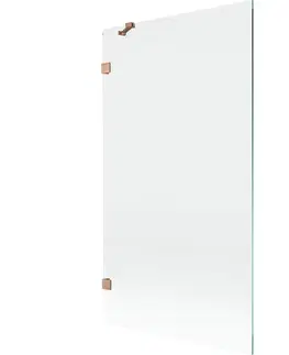 Sprchové dvere MEXEN/S - Lunar vaňová zástena FIX 100 x 150, transparent, meď kartáčovaná 897-100-000-65-00