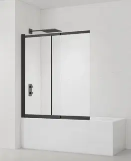 Sprchové dvere Vaňová zástena SAT Vision 140x120 cm čierna SATVZVI120CT SATVZVI120CT