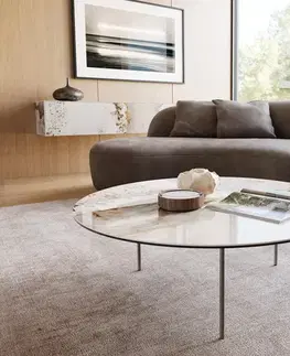 Konferenčné stolíky DELIFE Konferenčný stolík Edge okrúhly 100x100 cm keramika Minas Melange Trive kov efektový povrch titánová farba