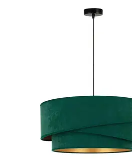 Svietidlá  - Luster na lanku KOBO 1xE27/15W/230V pr. 45 cm zelená/zlatá 600132