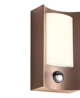 LED osvetlenie Redo 90487 - LED Vonkajšie nástenné svietidlo so senz. WARP LED/8W/230V IP44 hnedá 90487