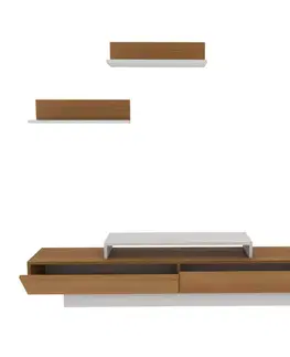 Obývacie steny TV skrinka / Obývacia stena Lusi - White, Teak
