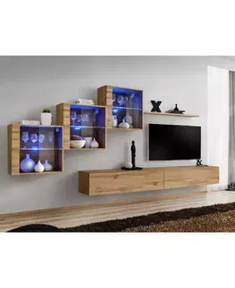 Podkrovný nábytok Obývacia stena Switch XIX Sklo +LED Wotan