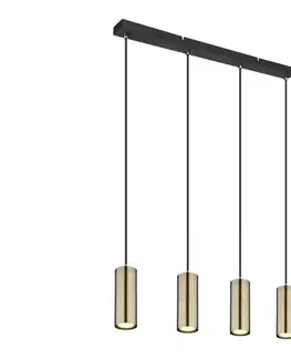 Svietidlá Globo 57911-4HM - Luster na lanku ROBBY 4xGU10/35W/230V čierna/mosadz 57911-4HM