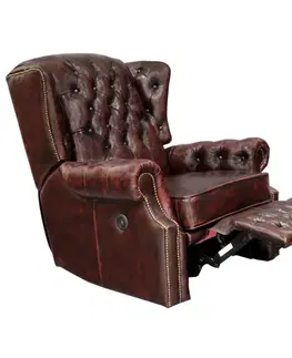 Sedacie súpravy Elektrické polohovacie kreslo Chesterfield Stunning z pravej hovädzej kože Red