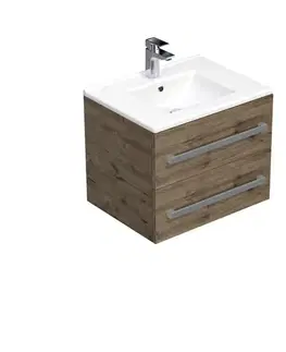 Kúpeľňový nábytok Kúpeľňová skrinka s umývadlom SAT Cube Way 60x53x46 cm dub Wellington mat CUBE46602DWMOD CUBE46602DWMOD