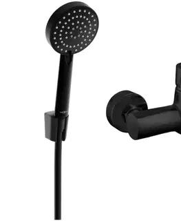 Kúpeľňové batérie MEXEN/S - Pecos R75 vaňová batéria so sprchou set, čierna 7273R75-70