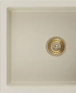 Kuchynské drezy MEXEN/S MEXEN/S - Leo granitový drez 1 s odkvapkávačom 900x500 mm, béžová, + zlatý sifón 6501901010-69-G