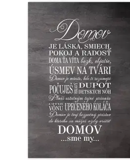 Obrazy s textom Obraz v ráme - Domov sme MY, v šedej