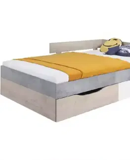 Postele pre dievčatá Posteľ  Sigma  betón/biela/dub 124 SI16