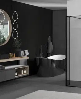 Sprchové dvere MEXEN/S - Kioto Sprchová zástena WALK-IN voľne stojaca 100 x 30 x 30, čierny vzor, čierna 800-100-030-222-70-70-030