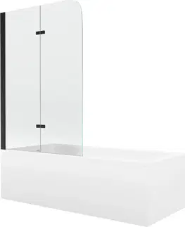 Sprchové dvere MEXEN/S - Cubik obdĺžniková vaňa 170 x 70 cm s panelom + vaňová zástena 80, transparent, čierna 550317070X9008027000