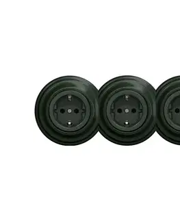 Predlžovacie káble Reblig - Trojitá retro zásuvka domová s rámikom SCHUKO 230V zelená RG0063+2xRG0062+3xRG0112